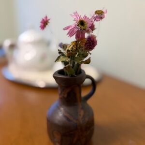 Vintage Canadian Stoneware Jug Vase Brown Glaze Marked Canada 587